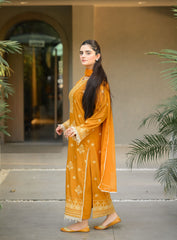 Golden Grace 3PC Embroidered Dress