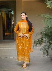 Golden Grace 3PC Embroidered Dress