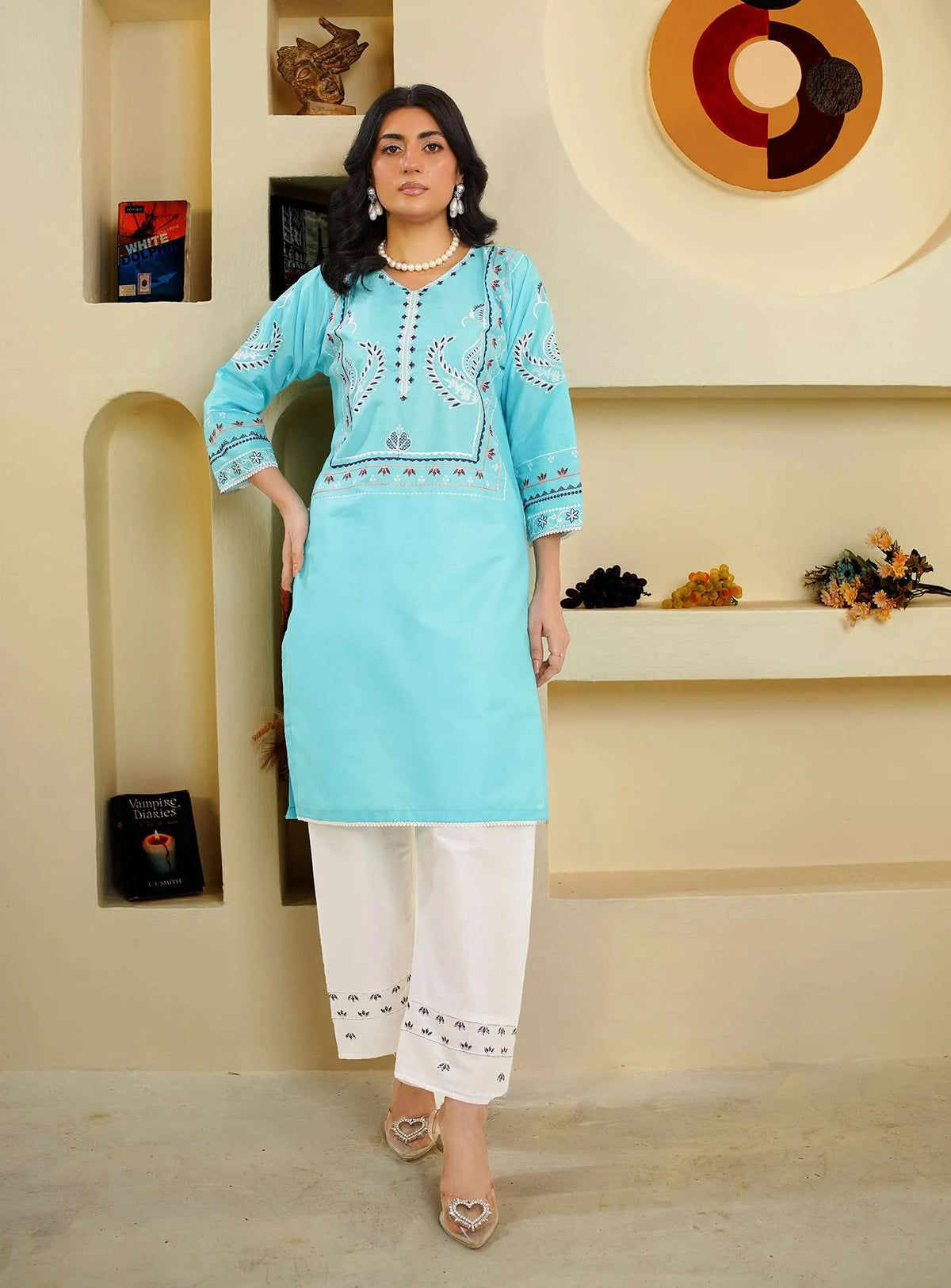 2-Piece Aqua Cotton Suit