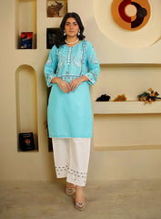 2-Piece Aqua Cotton Suit