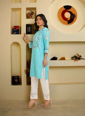 2-Piece Aqua Cotton Suit