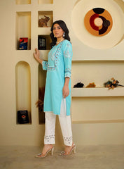 2-Piece Aqua Cotton Suit