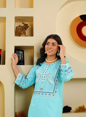 2-Piece Aqua Cotton Suit