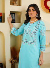 2-Piece Aqua Cotton Suit