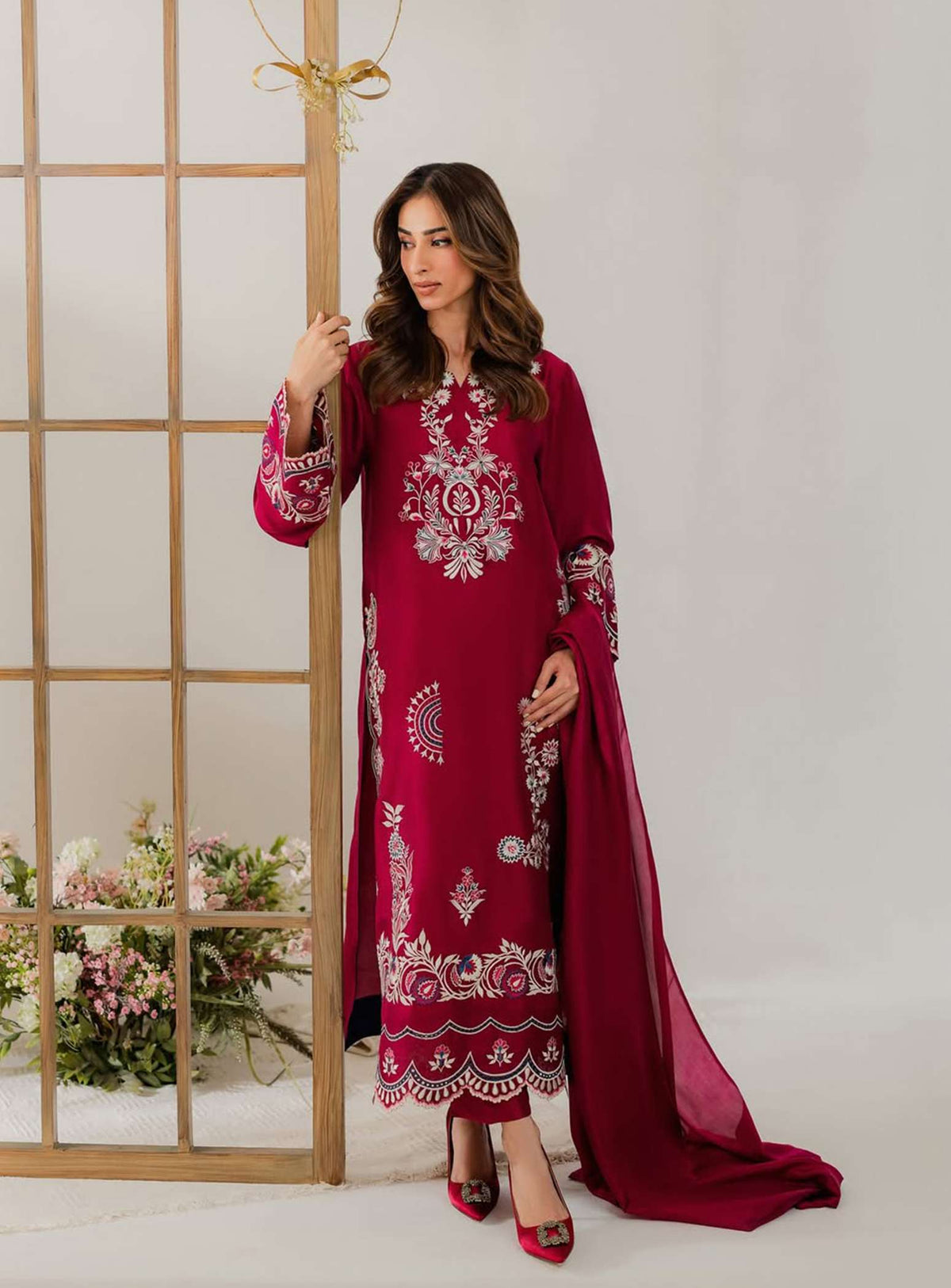 3PC Embroidered Linen Suit
