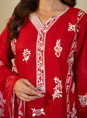 Red Royal 3-Piece Embroidered Suit